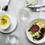 zucchini salad & white gazpacho, prune, nyc