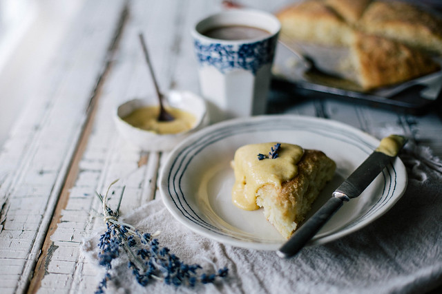 Cornmeal Brown Butter Scones & Lavender Peach Curd by Beth Kirby