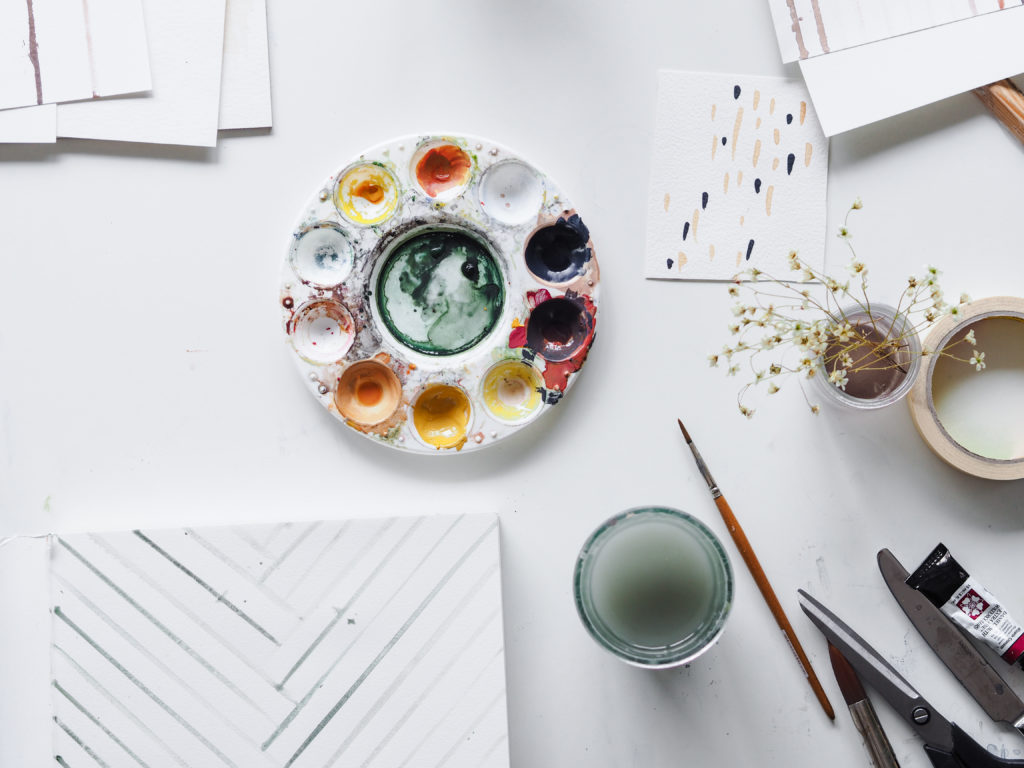 Art flat lay for the creative entrepreneur that works from home on Local Milk Blog