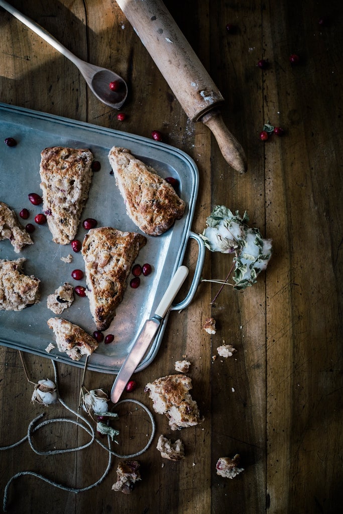 roasted pear & cranberry chocolate chunk scones