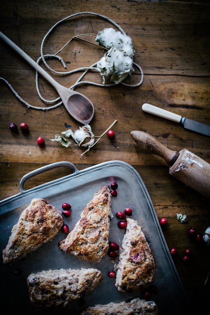 roasted pear & cranberry chocolate chunk scones