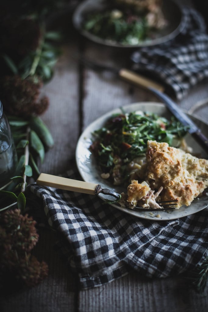 Chicken, Fennel, & Celery Root Cobbler with a Rosemary Cheese Biscuit Crust; Beth Kirby for Home & Hill Magazine