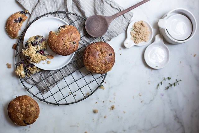 blueberry & cream cheese rye muffins + fringe & fettle ceramics x hackwith design house nesting spoons