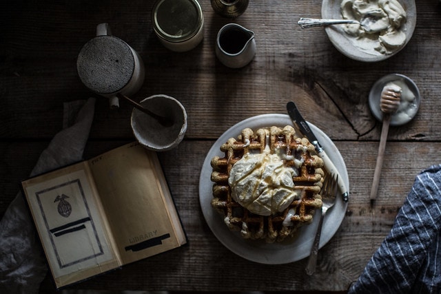 earl grey waffles + whipped honey cream