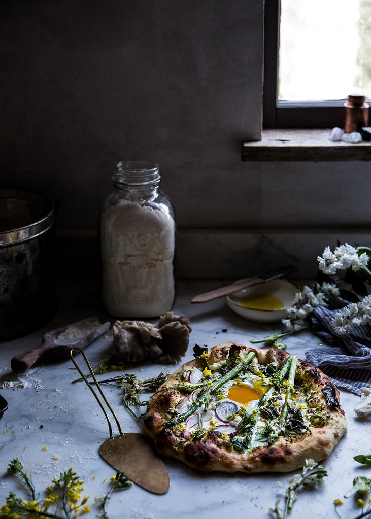 Local Milk Blog's homemade flatbread with asparagus and ricotta paired with pesto