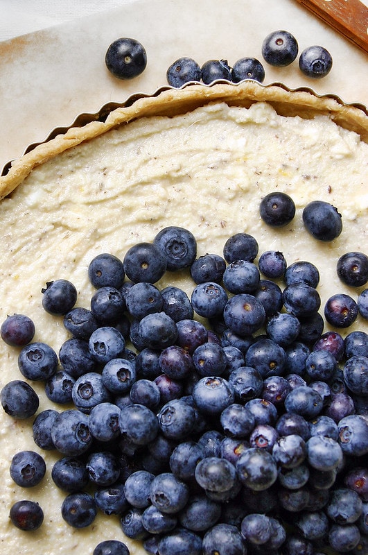 blue berry ricotta tart topped