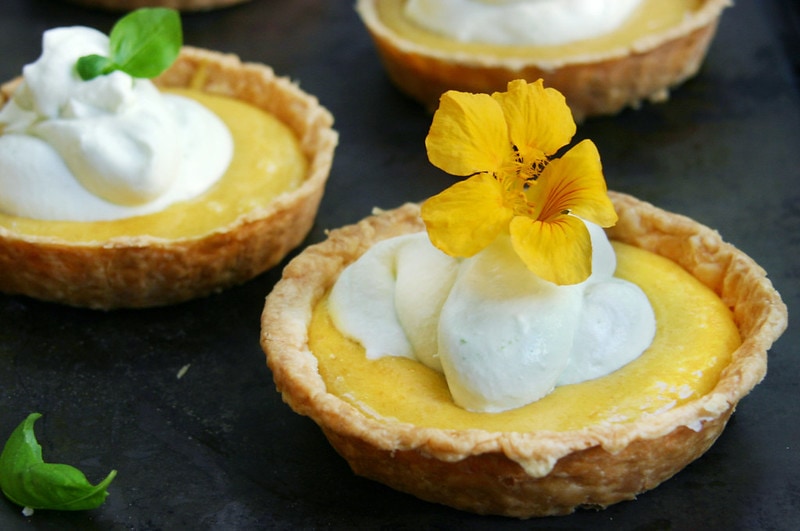 peaceh curd and rosewater tartlets