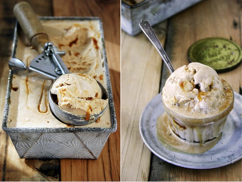 toasted oak ice cream with smoked sea salt & lapsang souchong caramel swirl