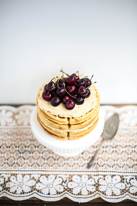 Brown Butter Maple Waffle Cake with Sorghum Meringue Buttercream