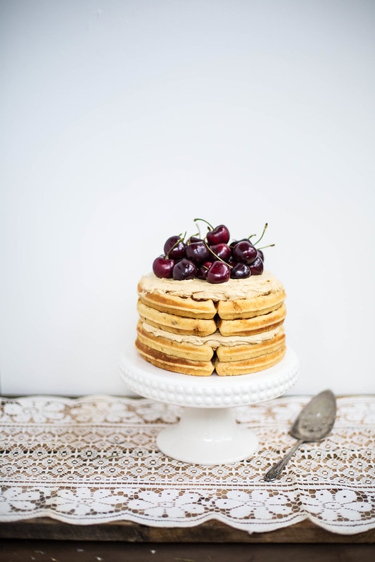 Brown Butter Maple Waffle Cake with Sorghum Meringue Buttercream